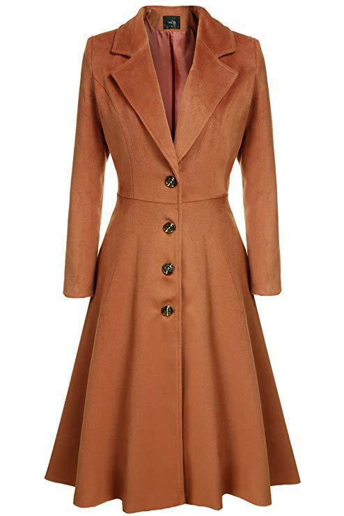 Damen eleganter Trenchcoat mit strukturiertem Fleece und kunstvollen Knopfdetails Drune