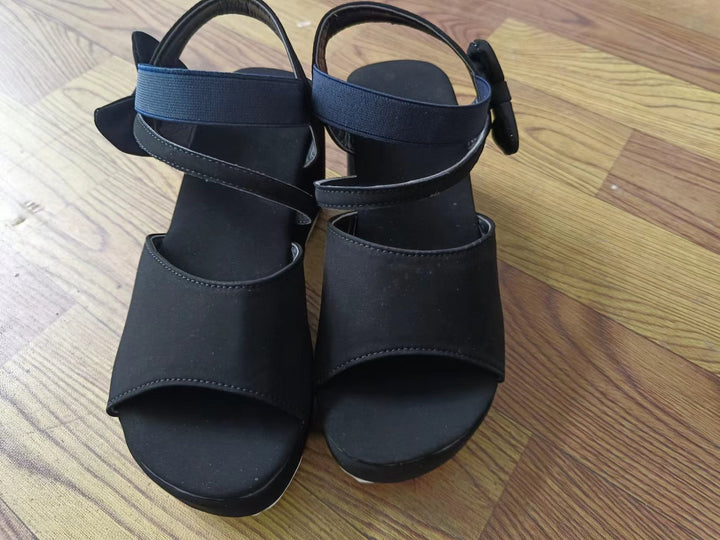 Damen Wedge-Sandalen mit eleganter Schleifenapplikation und rutschfester Sohle Drune