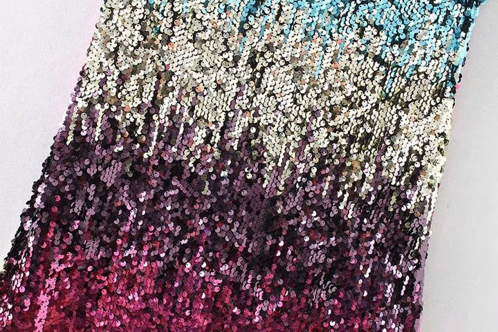 Damen Glitzerndes Minikleid mit raffiniertem V-Ausschnitt und verstellbaren Spaghettiträgern Drune