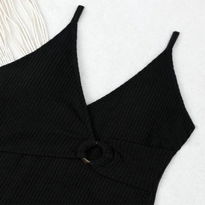 Damen Eleganter Einteiler Badeanzug mit modischem Wickeldetail und tiefem V-Ausschnitt Drune