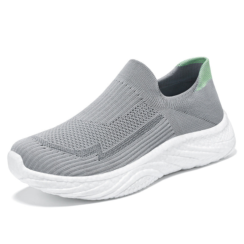 Damen nan nahtloser Strick-Slip-On Komfort-Laufschuh mit sockenähnlichem Schaft und gedämpfter Wellen-EVA-Sohle Drune