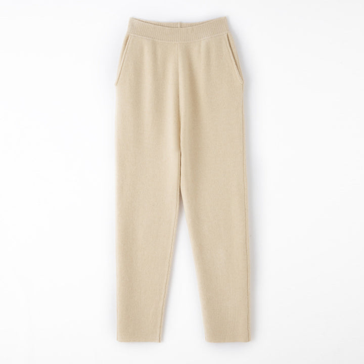 Damen Kaschmir‑Optik Strickhose mit elastischem Bund, konischer Silhouette und Eingrifftaschen Drune