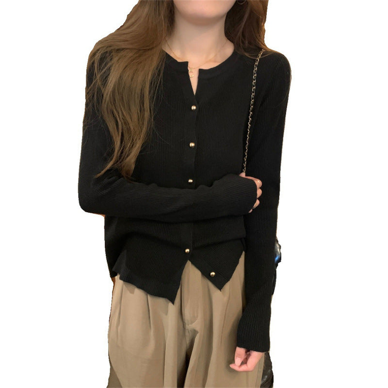 Damen Eleganter Strickcardigan mit Knopfdetails und feiner Rippstruktur Drune