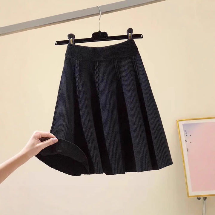 Damen Wadenlanger Strickrock mit Zopfmuster Drune