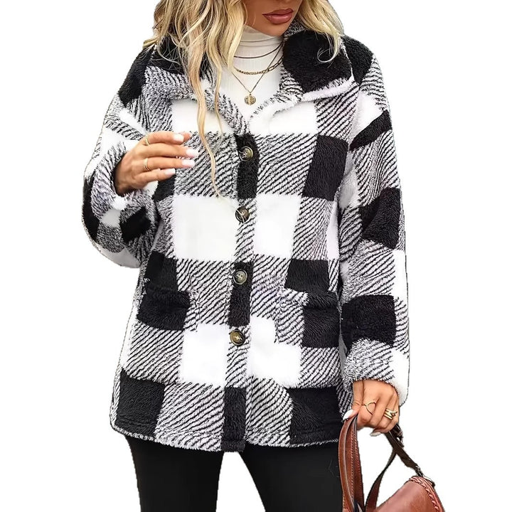 Damen Kuschelige Karofleecejacke im Casual-Stil Drune