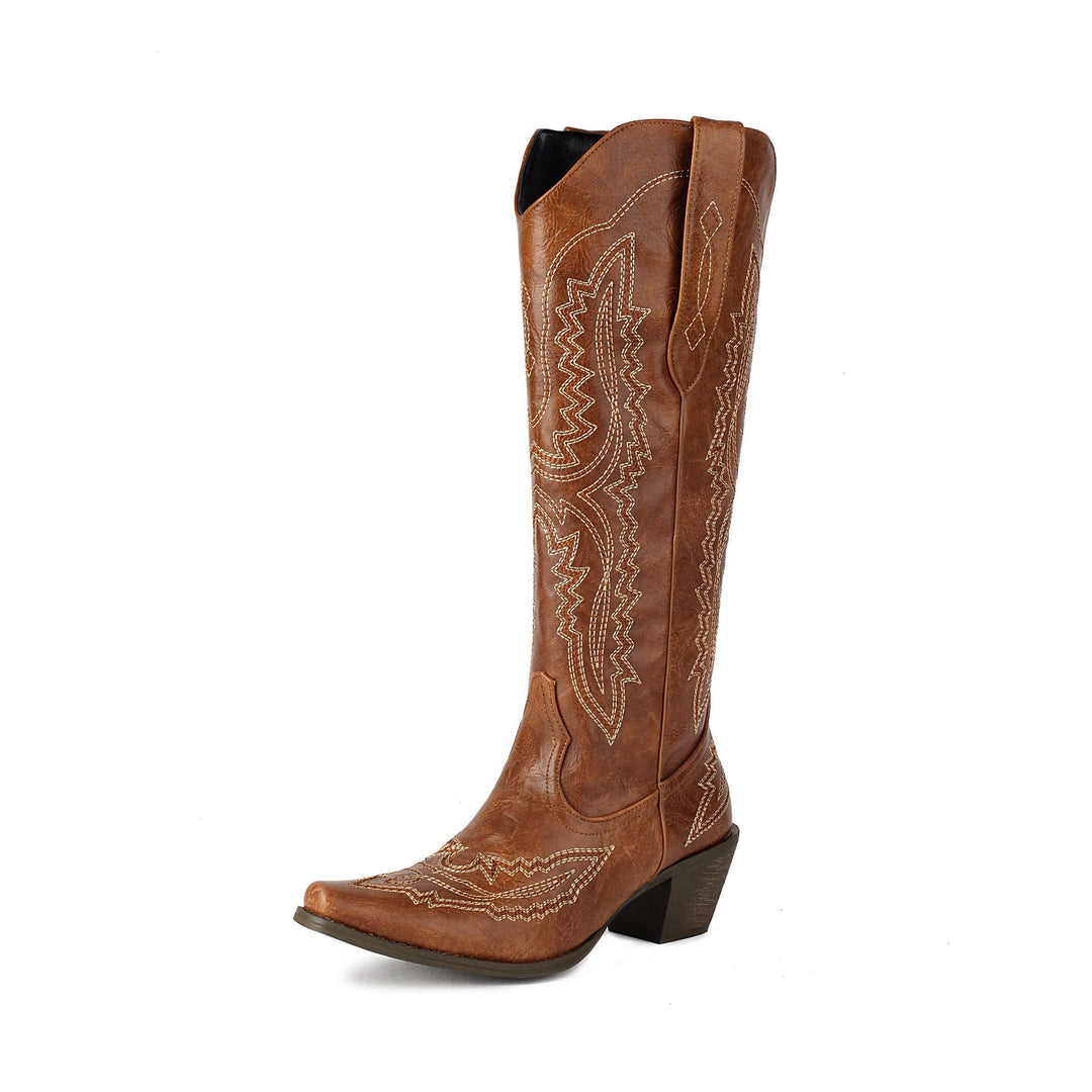 Damen Verzierte Western-Stiefel bis zum Knie Drune