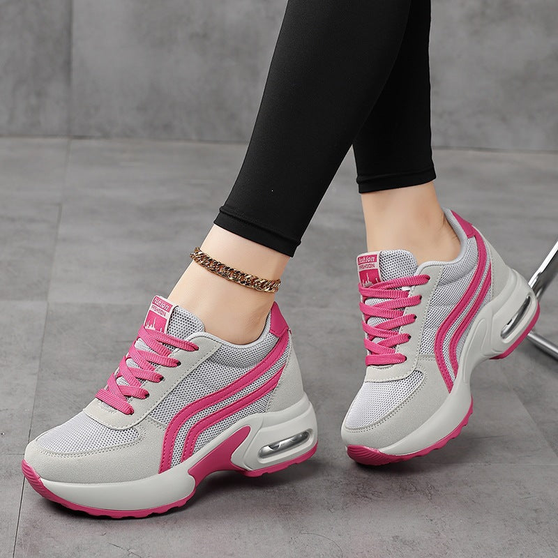 Damen Modische Plateau-Sneaker mit sichtbarer Luftkammer und atmungsaktivem Mesh-Obermaterial Drune