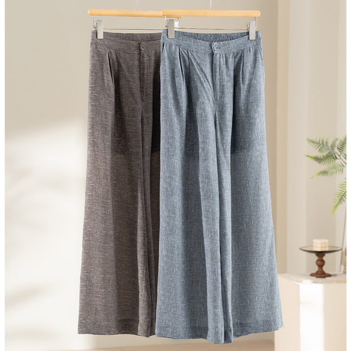 Damen Weite Plissee-Hose mit hohem Elastikbund und Relaxed-Fit Drune
