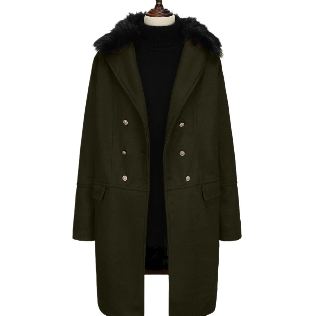 Herren elegante Wolljacke mit kunstfellkragen Drune