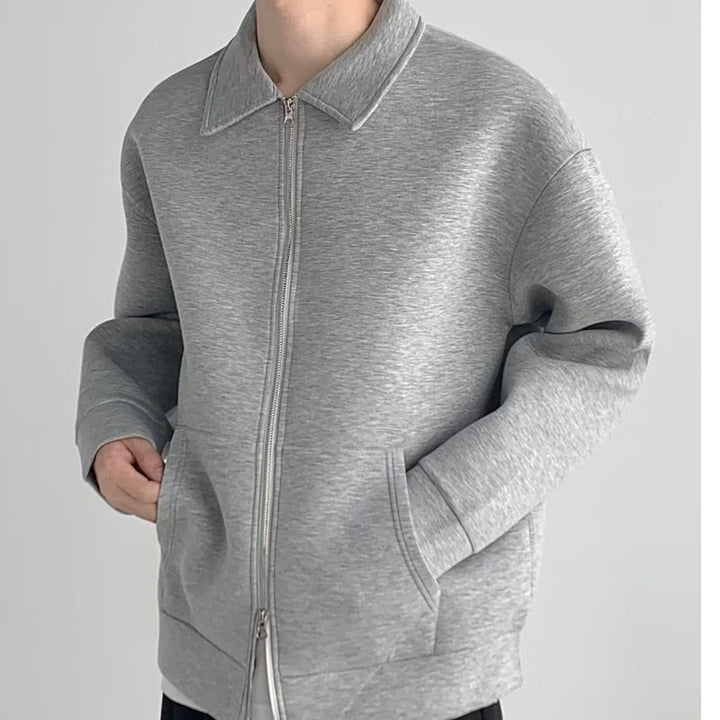 Herren Reißverschluss-Sweatjacke mit Hemdkragen und Oversize-Schnitt Drune