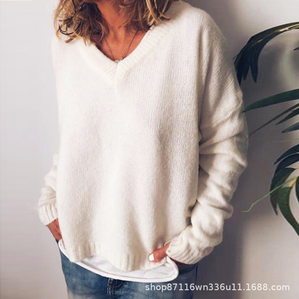 Damen V-Ausschnitt Pullover aus weichem Strick Drune