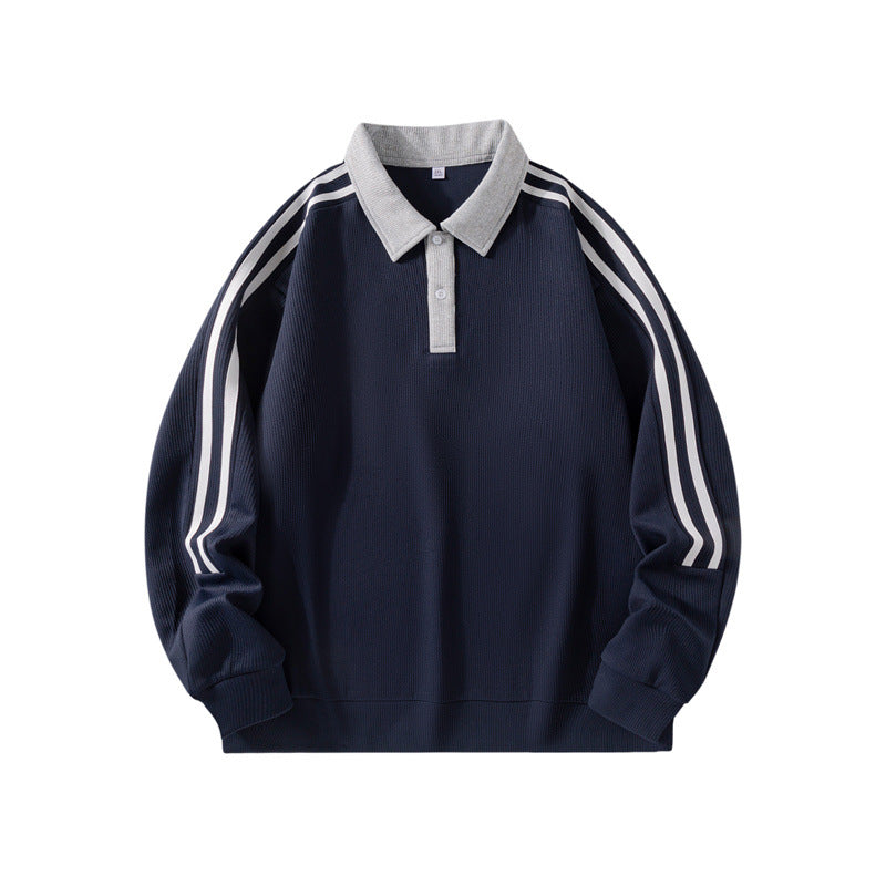 Herren Sportliches Poloshirt mit hohem Kragen und kontrastierenden Streifen Drune