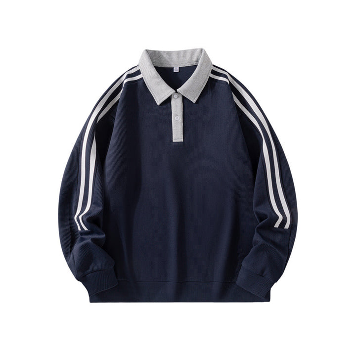Herren Sportliches Poloshirt mit hohem Kragen und kontrastierenden Streifen Drune
