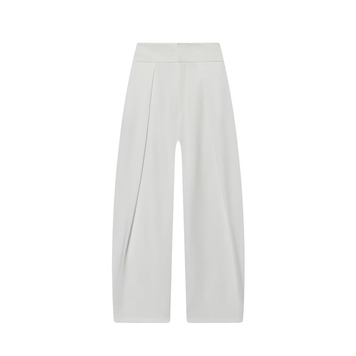 Damen Weite Highwaist-Hose mit Frontfalten und fließender Palazzo-Silhouette Drune