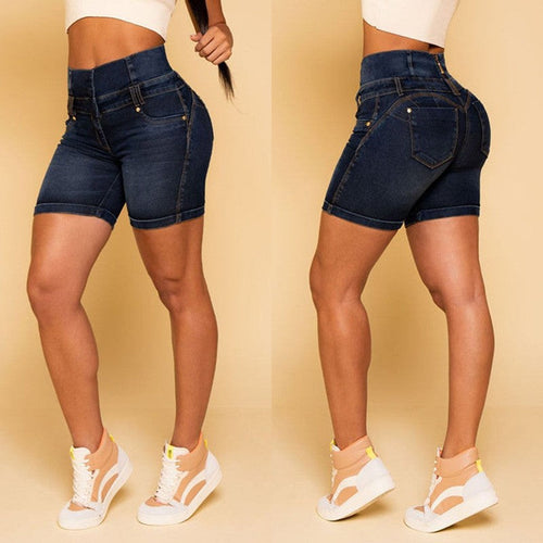 Damen Hochtaillierte Denim-Shorts mit figurformendem Design Drune