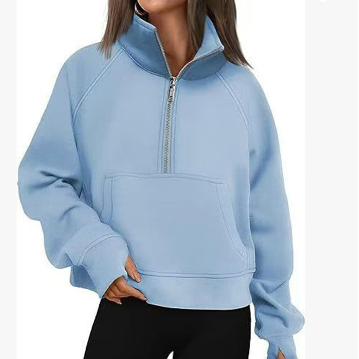 Damen Sportlicher Hoodie mit hohem Kragen Drune