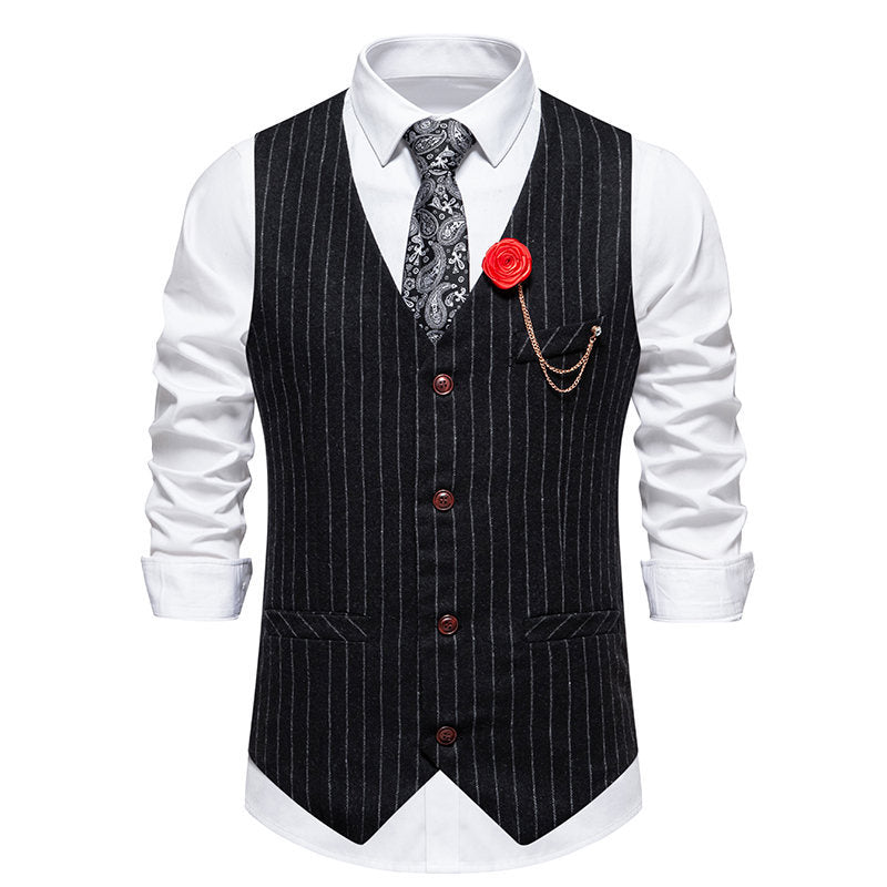 Herren elegante Anzugweste mit feinem Nadelstreifen und praktischen Taschen Drune