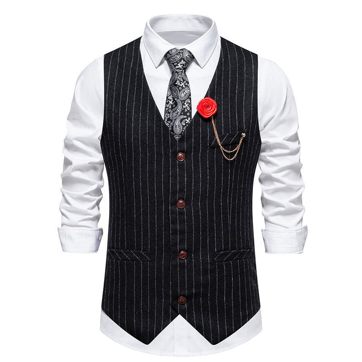 Herren elegante Anzugweste mit feinem Nadelstreifen und praktischen Taschen Drune