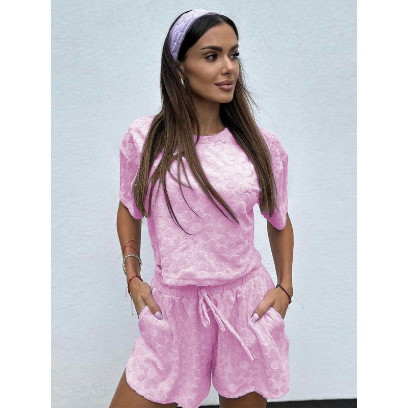 Damen Sportliches Zweiteiliges Set mit luftigen Shorts und T-Shirt Drune