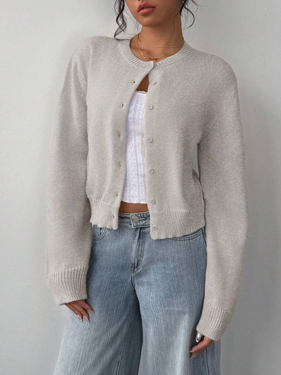 Damen Strickjacke aus softer Baumwolle mit Knopfdetails Drune