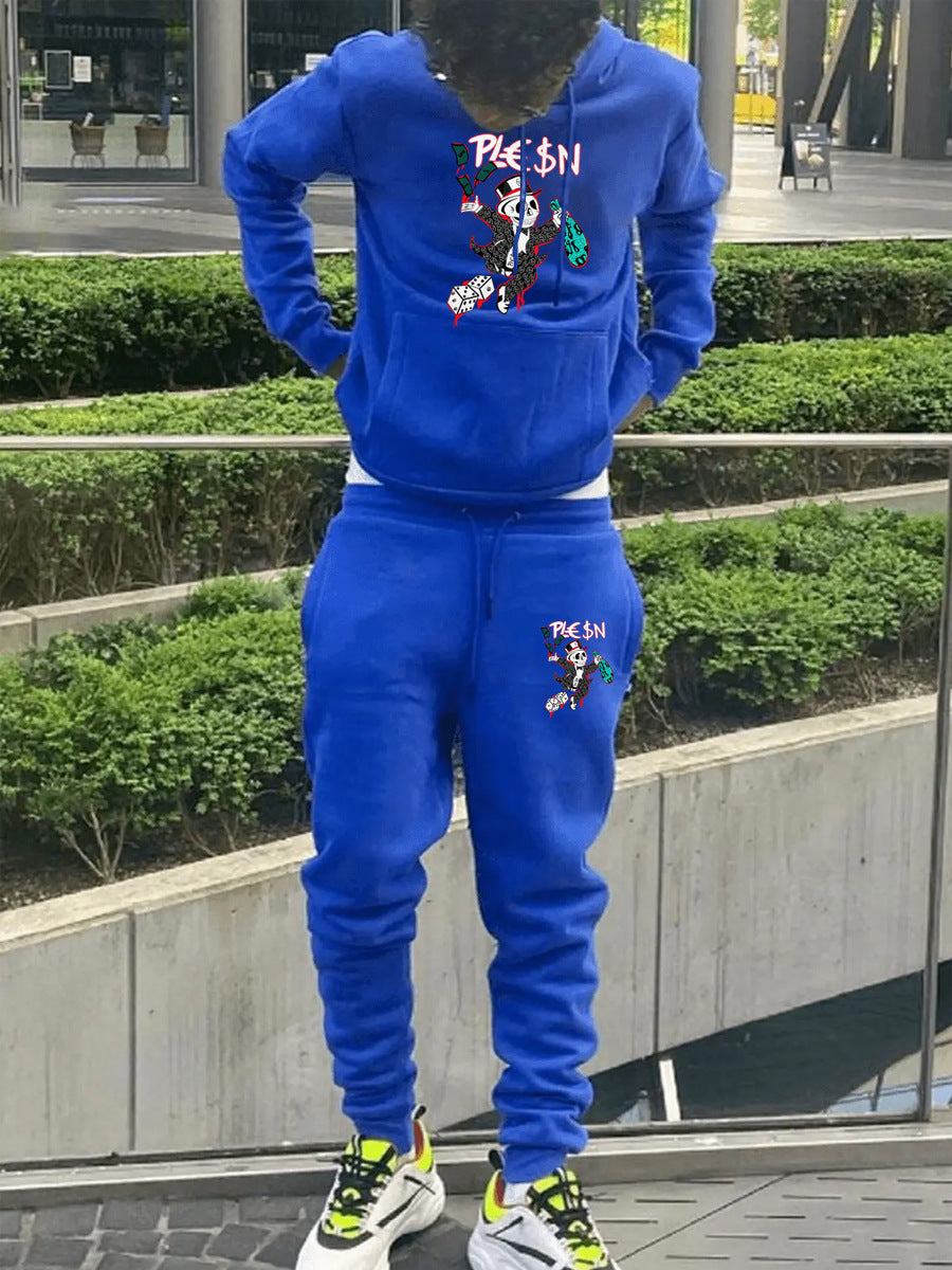Herren Jogginganzug mit auffälligem Grafikdesign und praktischem Kängurutaschen Drune
