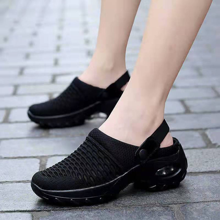 Damen Atmungsaktive Strick-Clogs mit verstellbarem Fersenriemen und stoßdämpfender Komfortsohle Drune