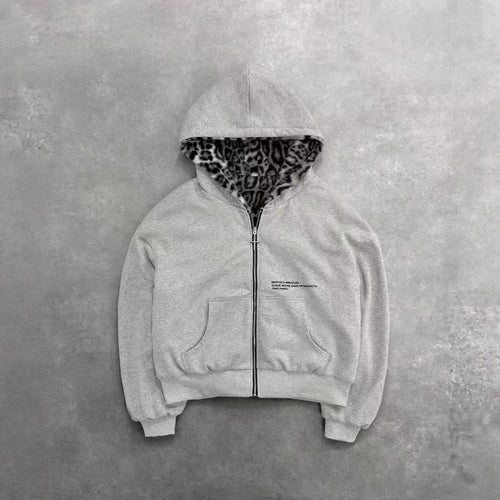 Unisex nan gefütterte Kapuzenjacke kurz geschnitten mit Kreuz-Reißverschluss Drune