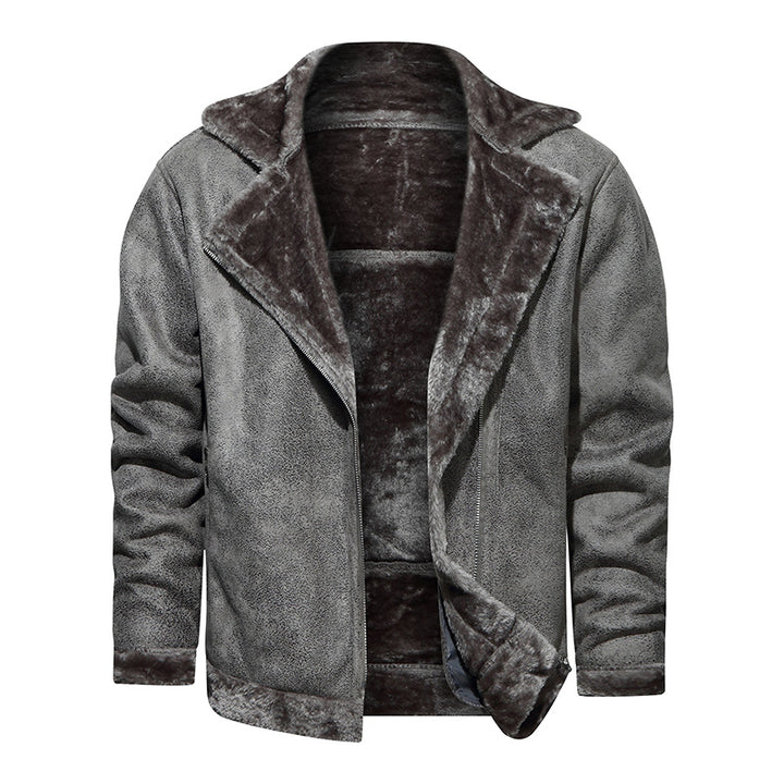 Herren Bikerjacke aus Lederimitat mit Teddyfutter Drune