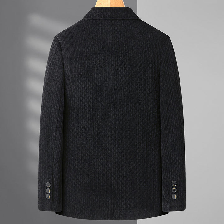 Herren Struktur-Blazer aus Wollmischung mit dezenter Diamantstruktur und schmalem Revers Drune