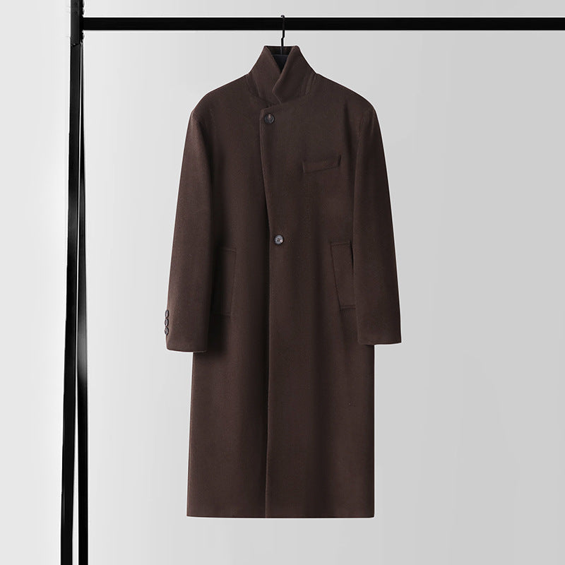 Herren Taillierter Wollmix-Longcoat mit Schalkragen und Ein-Knopf-Verschluss Drune