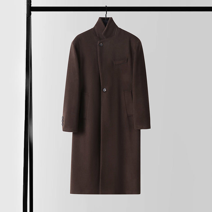 Herren Taillierter Wollmix-Longcoat mit Schalkragen und Ein-Knopf-Verschluss Drune