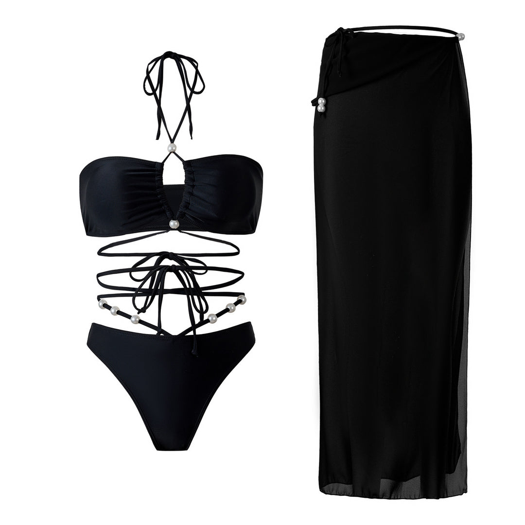 Damen Bikini-Set mit raffinierten Linien und eleganten Perlendetails Drune