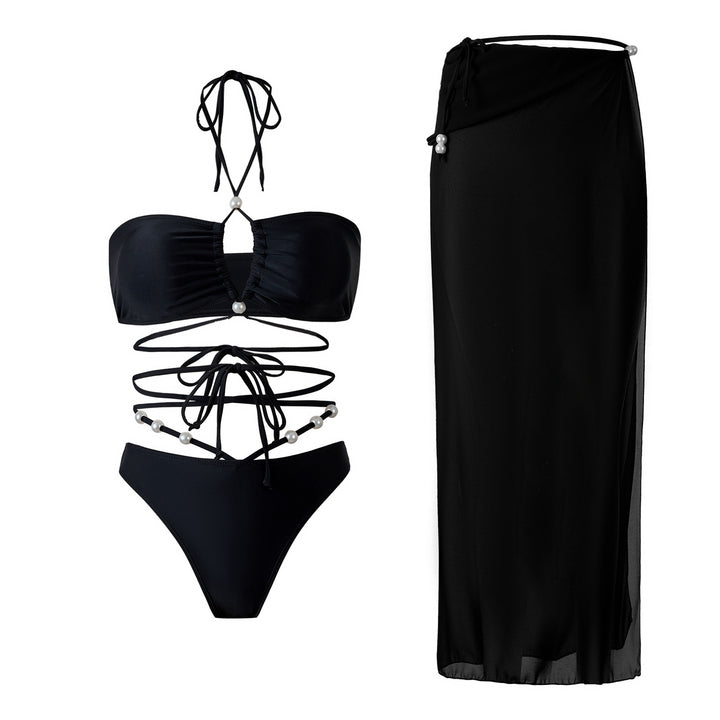 Damen Bikini-Set mit raffinierten Linien und eleganten Perlendetails Drune