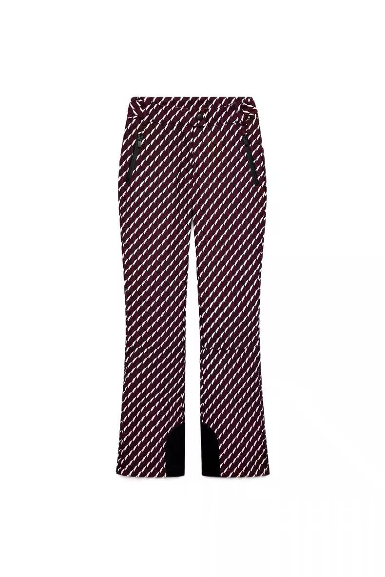 Damen Gemusterte Stretch-Joggpant mit ausgestelltem Schlag, elastischem Tunnelzugbund und Reißverschlusstaschen Drune