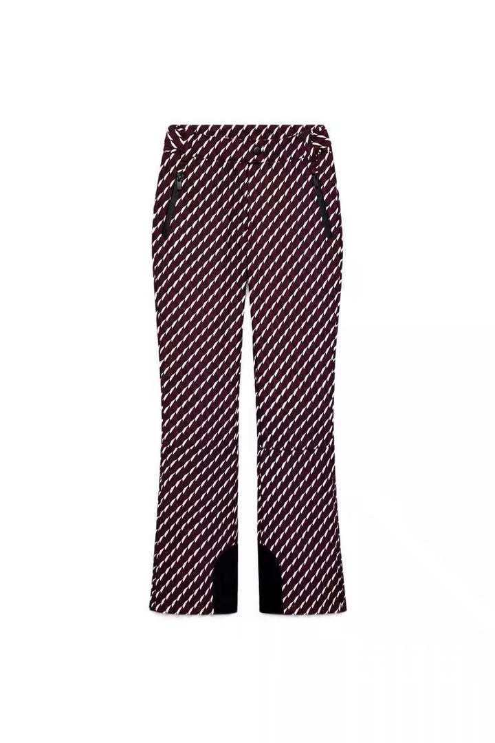 Damen Gemusterte Stretch-Joggpant mit ausgestelltem Schlag, elastischem Tunnelzugbund und Reißverschlusstaschen Drune