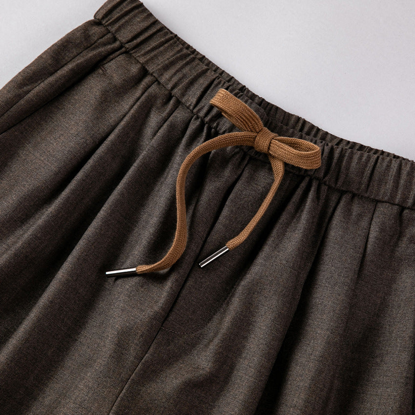Damen Relaxed-Hose mit elastischem Bund, Tunnelzug und geradem Bein Drune