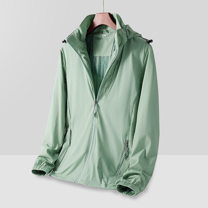 Herren Leichte atmungsaktive Kapuzen-Windjacke mit Mesh-Futter, Reißverschlusstaschen und elastischen Bündchen Drune