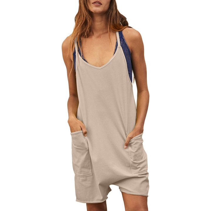 Damen komfortabler Overall mit tiefem Ausschnitt und praktischen Taschen Drune