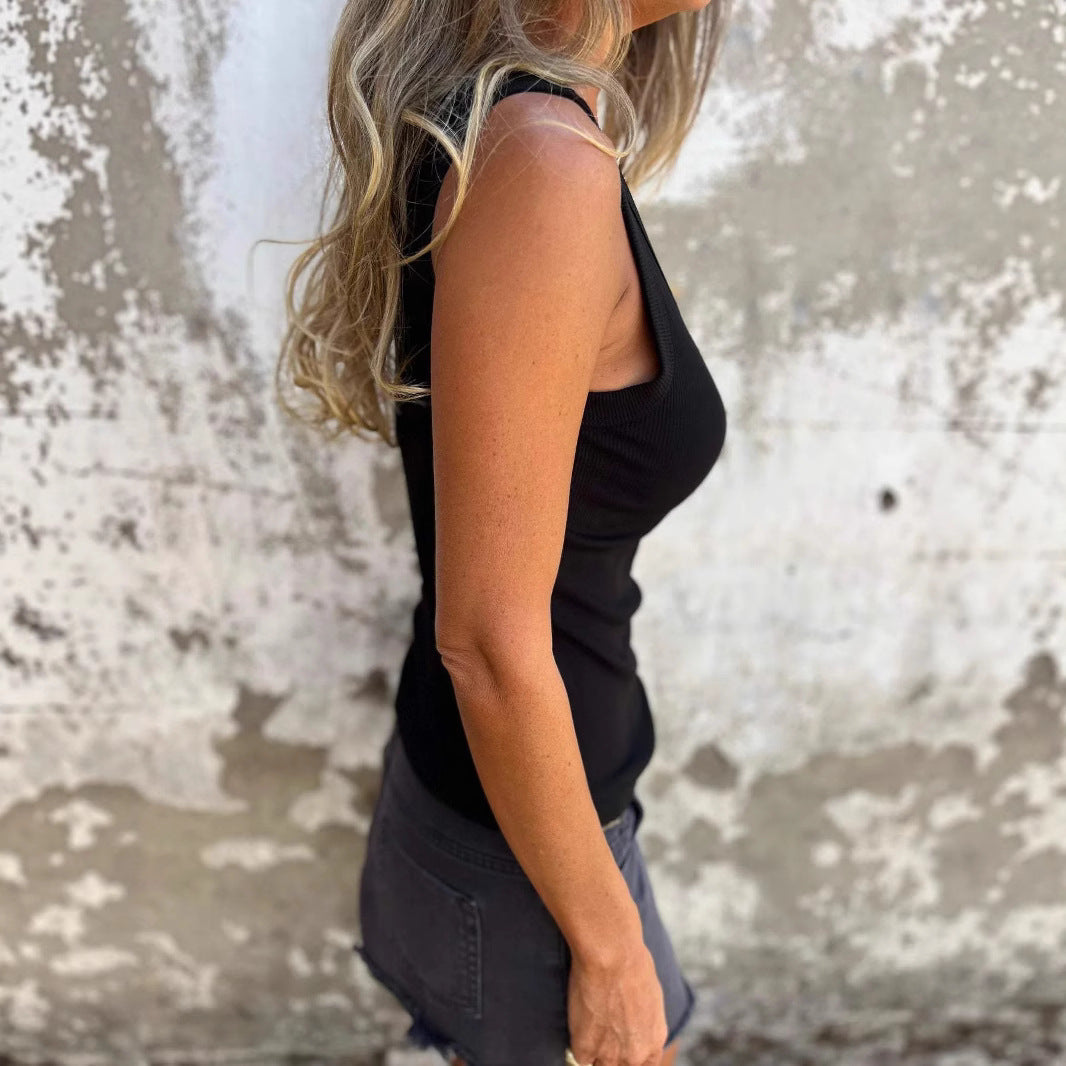 Damen Bequeme Stretch-Top mit breiten Trägern Drune