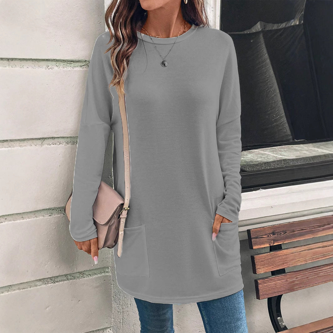 Drune | Sweatshirt - Relaxed Fit - Baumwollmischung - Tunika-Länge - Rundhalsausschnitt - Hüfttaschen