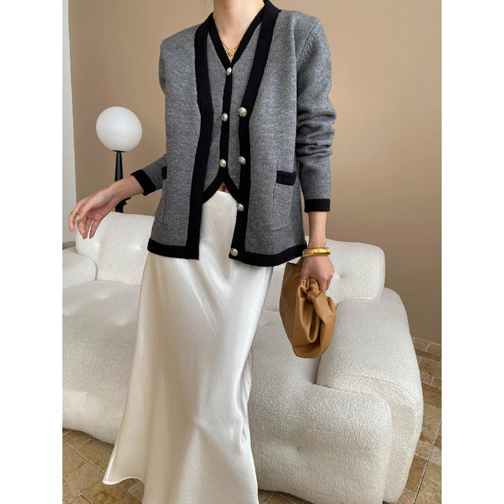 Damen kuscheliger Strickjacke mit dekorativen Knopfdetails Drune