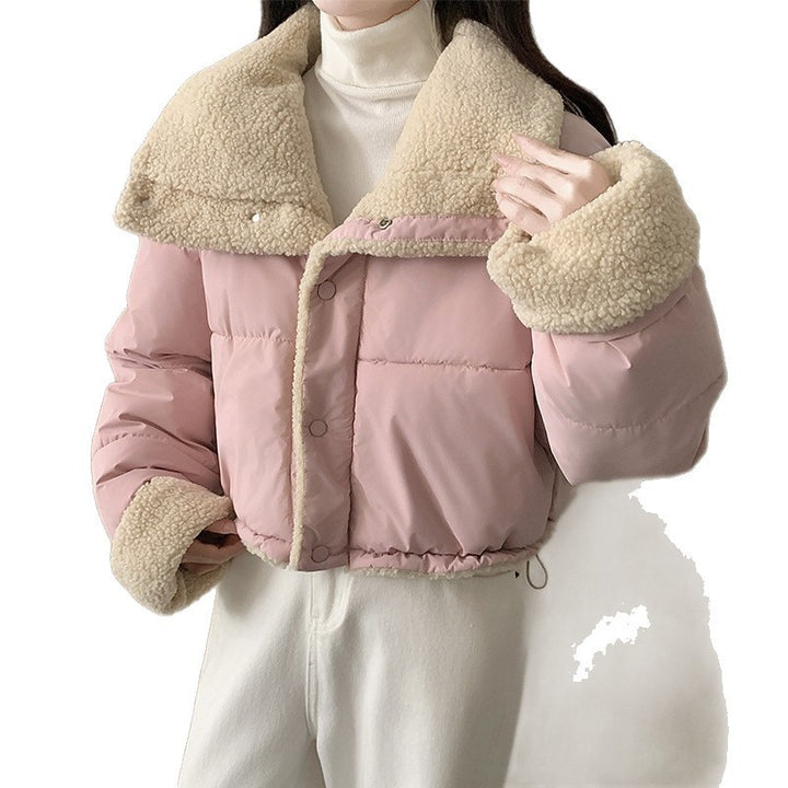Damen nan kurze wattierte Jacke mit hochschließendem Schalkragen und Teddybündchen Drune