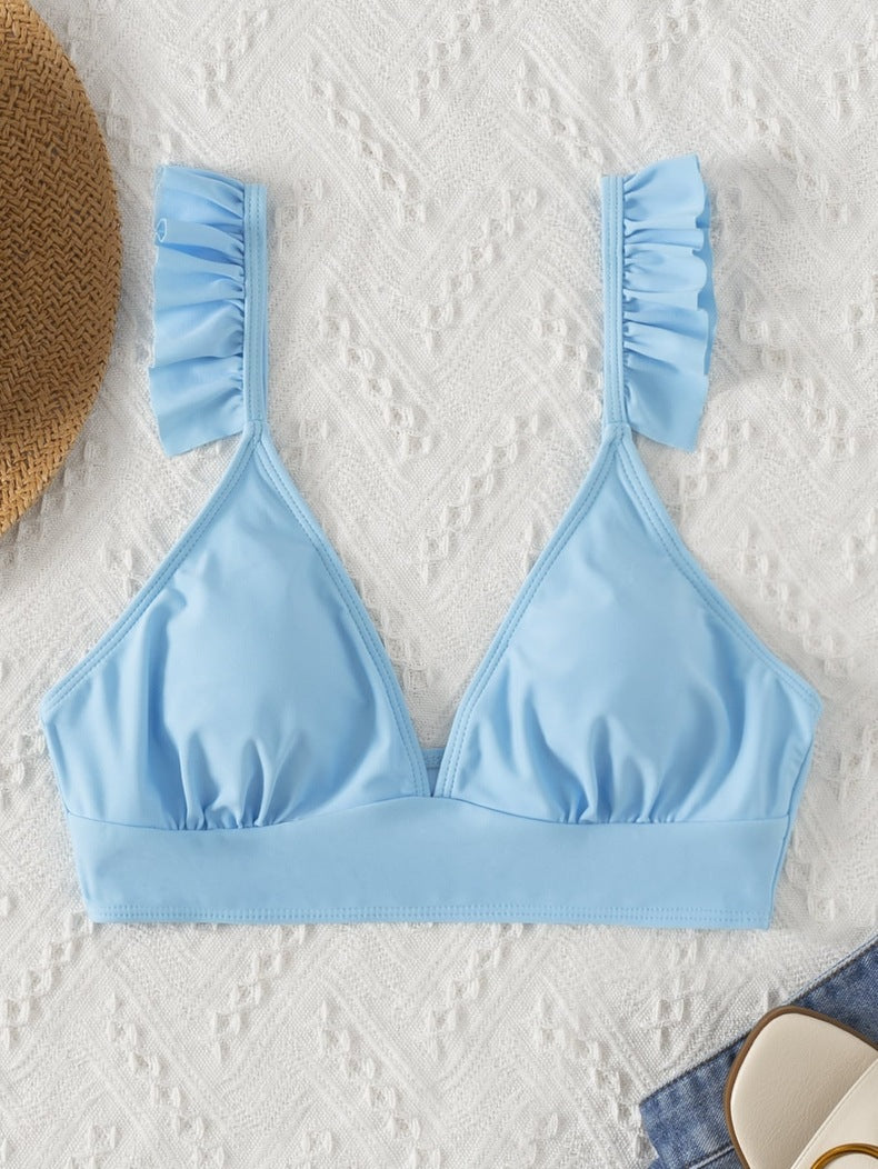 Damen Triangel-Bikini-Oberteil mit Rüschendetails Drune