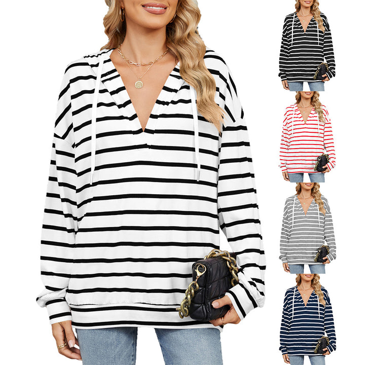 Damen Kapuzenpullover mit modischem Streifenmuster und lässiger Passform Drune