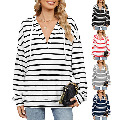 Damen Kapuzenpullover mit modischem Streifenmuster und lässiger Passform Drune