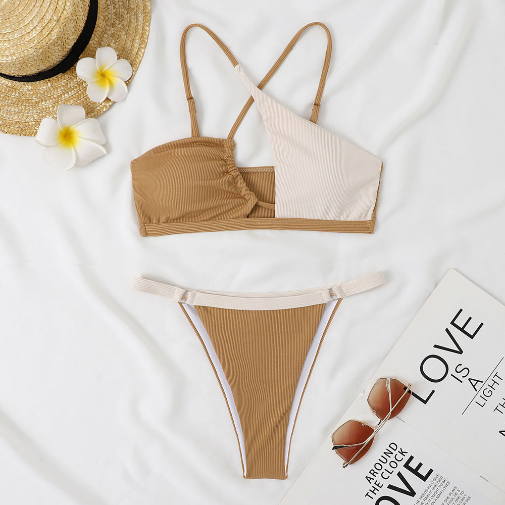 Damen Zweiteiliges Bikini-Set mit asymmetrischem Design Drune