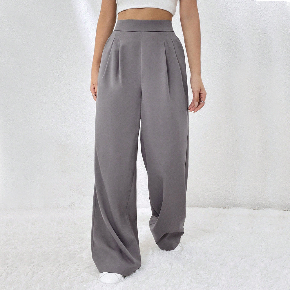 Damen elegante weite Hose mit hohen Bund und Falten Drune