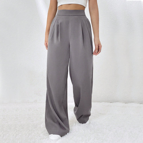 Damen elegante weite Hose mit hohen Bund und Falten Drune