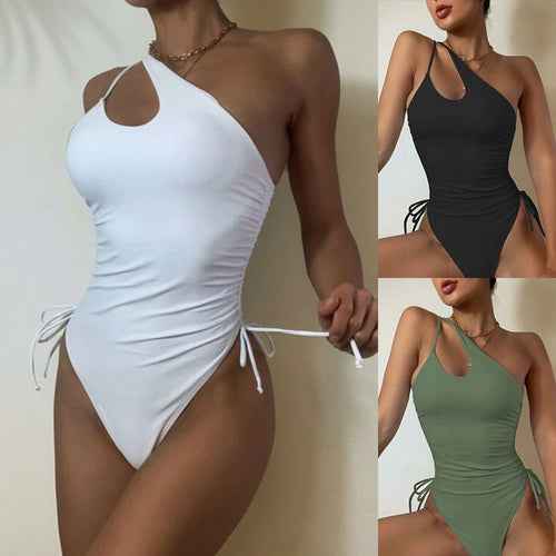 Damen Einseitiger Badeanzug mit stylishem Cut-Out und verstellbaren Schnürdetails Drune
