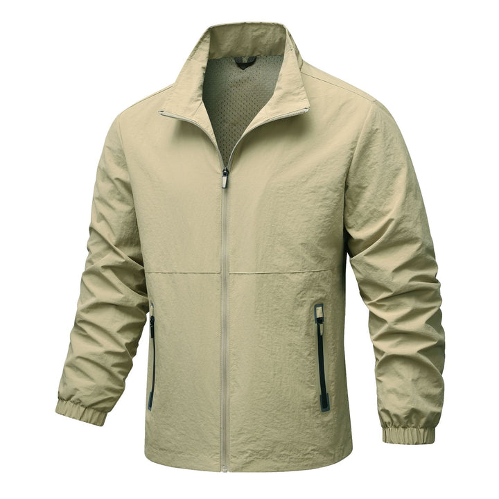 Herren leichte technische Windjacke mit Netzfutter, hohem Stehkragen und Reißverschlusstaschen Drune